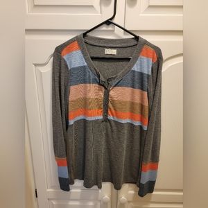 Multi-colored Henley with snaps
